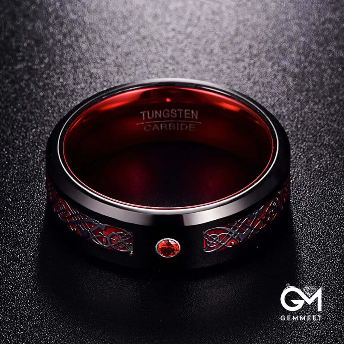 Dragon Pattern Metallic Red Ring