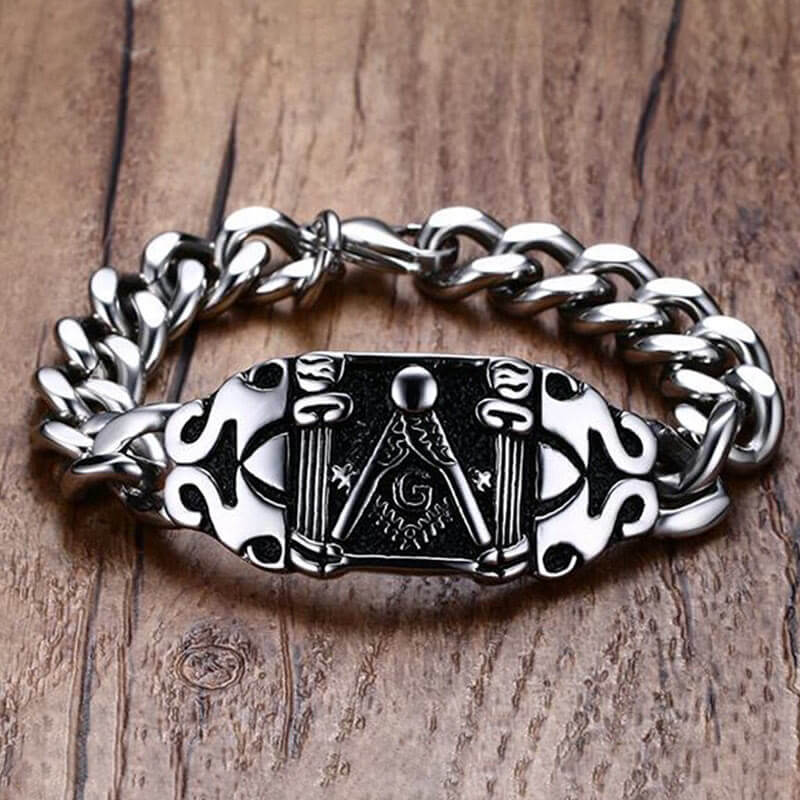 Masonic Titanium Steel Vintage Black Bracelet