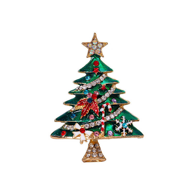 Christmas Enamel Diamond Set Christmas Tree Brooch Autumn Winter Coat Sweater Pin Clothing Accessories