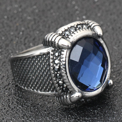 Vintage Blue Stone Stainless Steel Ring