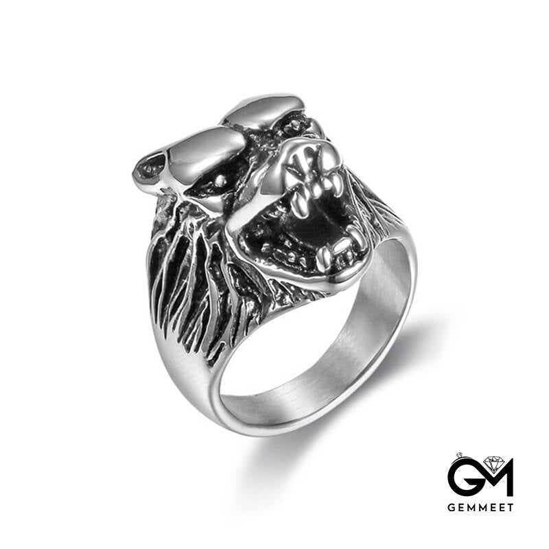 Male Sex Domineering Wolf Head Ring