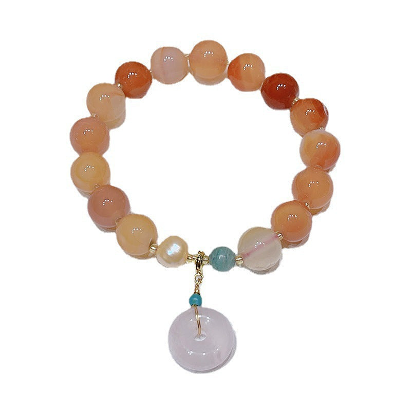 Multicolored Agate Rose Quartz Safety Buckle Bracelet