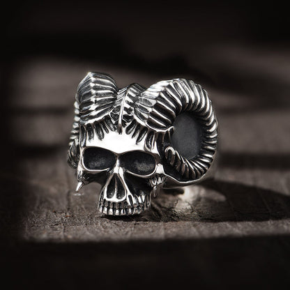 Satan Goat Horned Devil Punk Ring