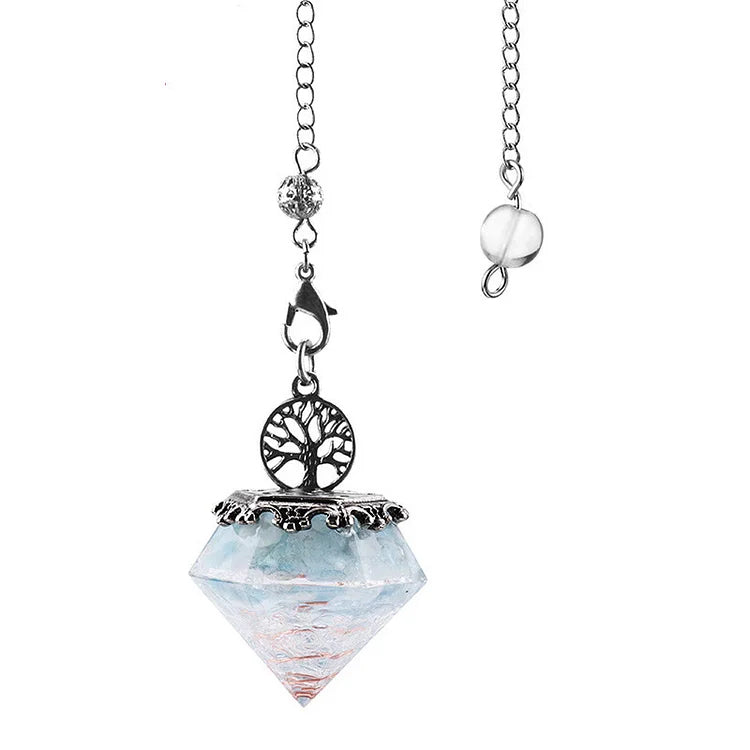 Natural Crystal Geometric Tree of Life Pendulum