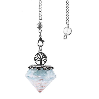 Natural Crystal Geometric Tree of Life Pendulum