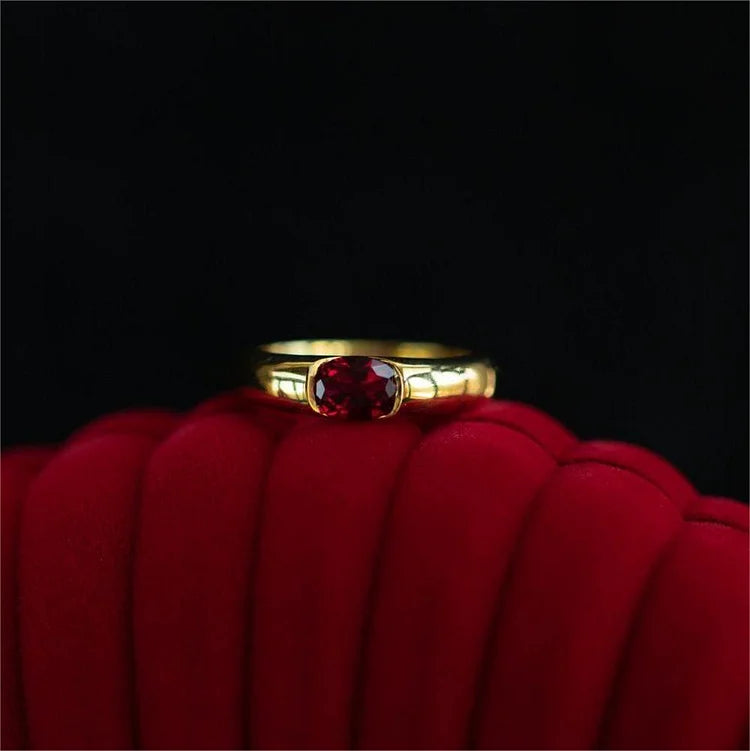 Garnet Gold Plated Minimalist Luxury Ring