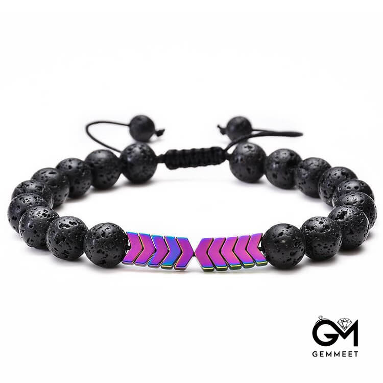 Lava Stone Colorful Magnetite Mens Bracelet