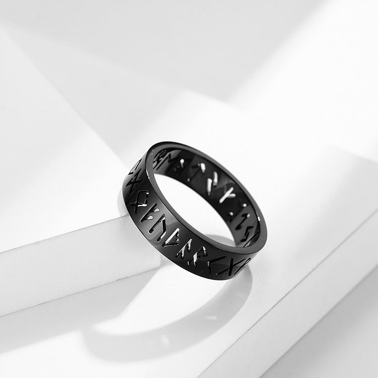 Colored Hollow Viking Rune Turnable Ring