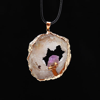 Natural Crystal Geode Rock Necklace