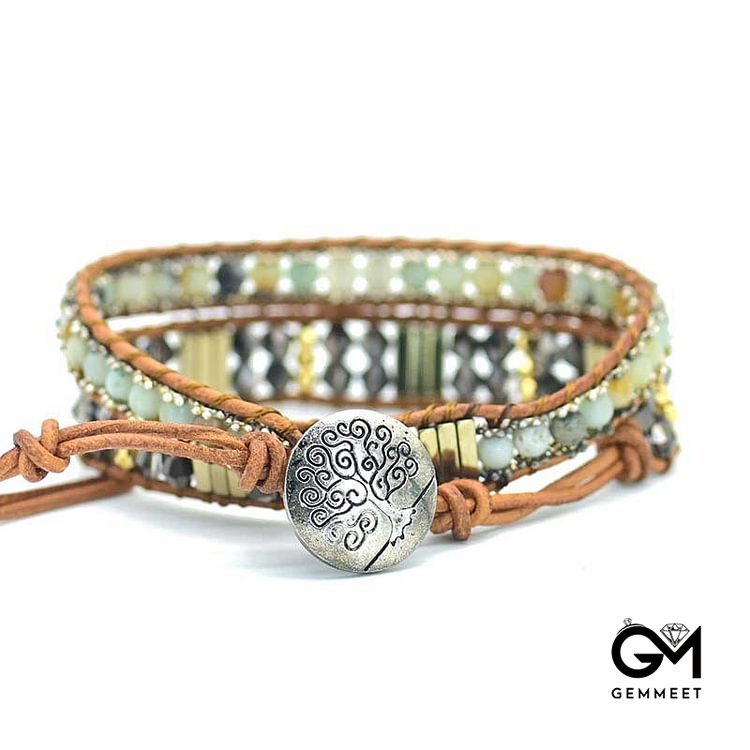 Fashionable Amazonite Tree of Life Balance Bracelet