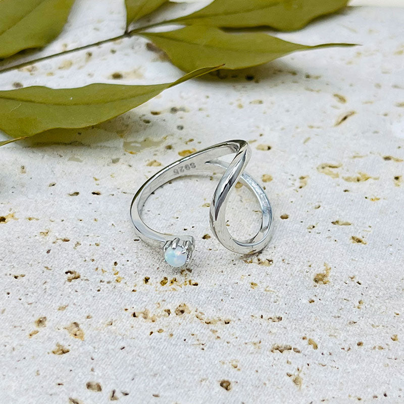 S925 Silver Simple Opal Irregular Ring