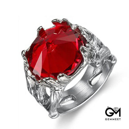 Vintage Gothic Red Zircon Ring