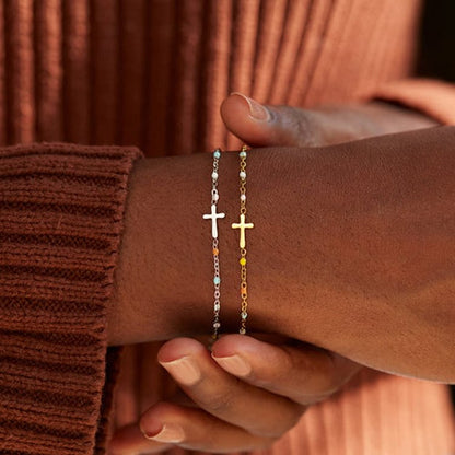 Christ Cross Colored Enamel Bracelet