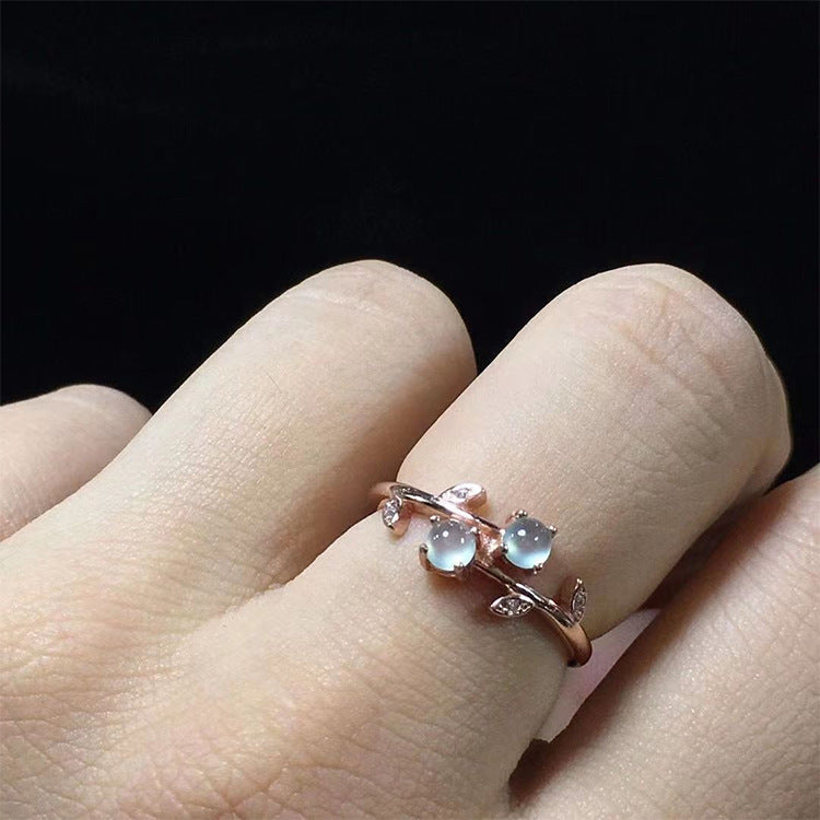 Rose Gold Elegant Inlaid Jade Ring