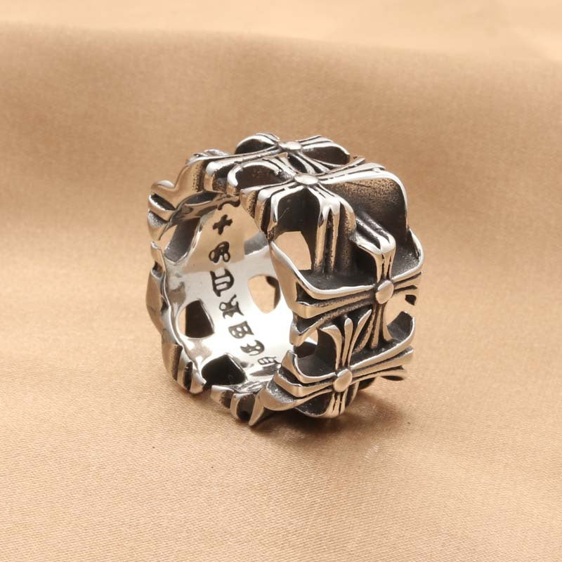 Cross Pattern Retro Trendy Men's Ring