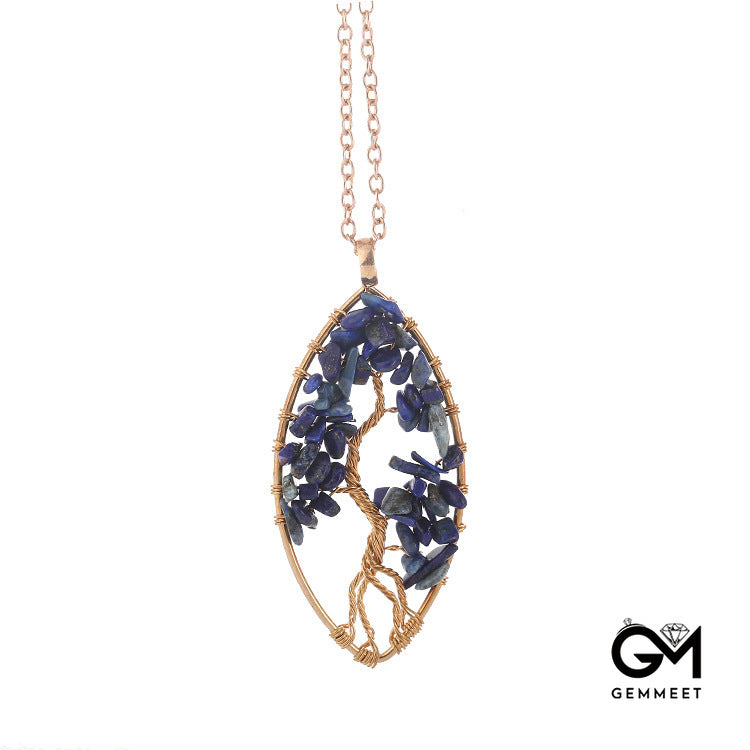 Crystal Geometric Tree of Life Pendant Necklace