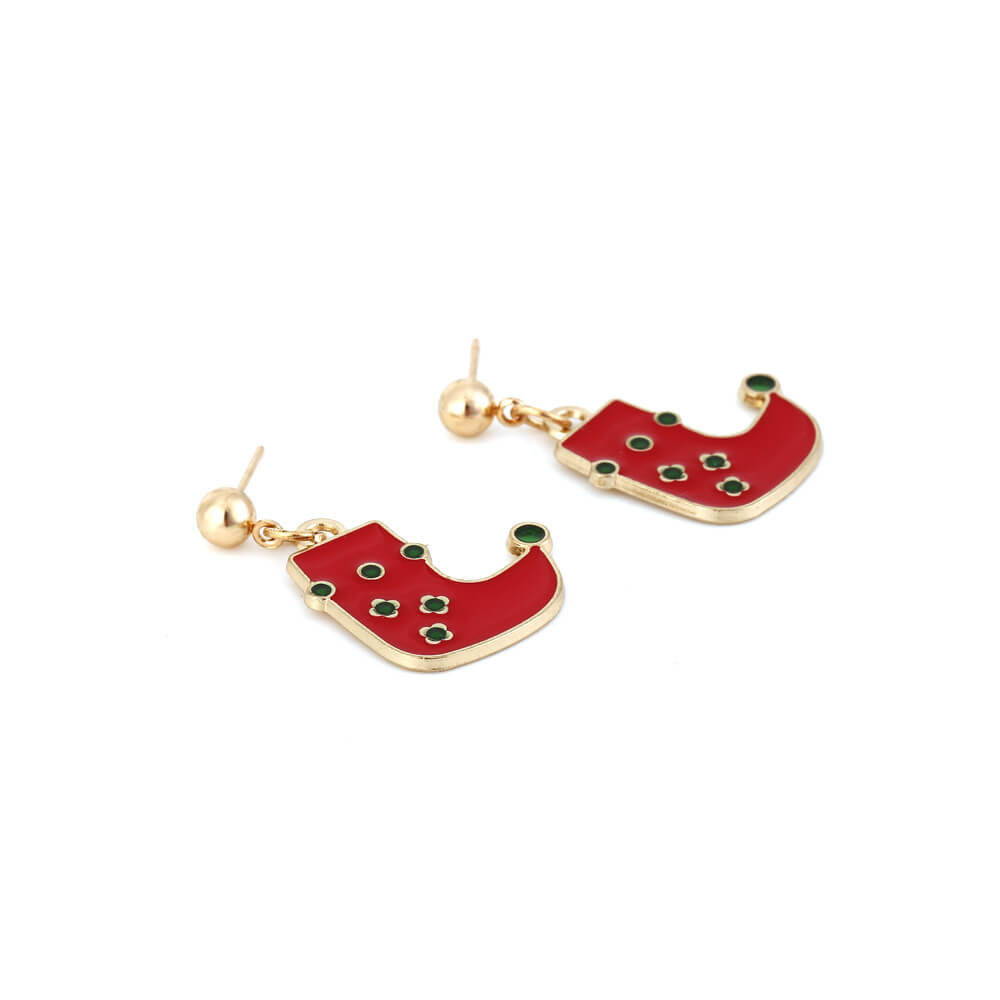 Christmas Cute Alloy Drip Oil Boot Earrings Simple Versatile Christmas Stocking Earrings