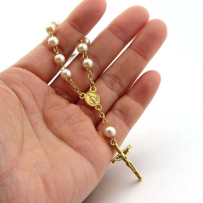 Pearl Heart Cross Bracelet