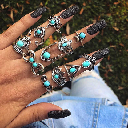 Bohemia Turquoise 11 Pcs Ring Set