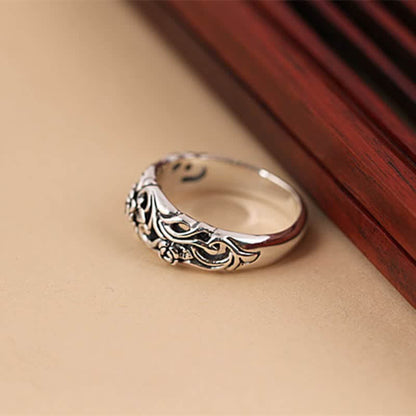 Antique Black Rose Carved Ring