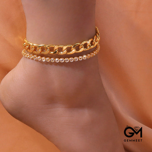 Retro Simple Everything Naked Zircon Anklet