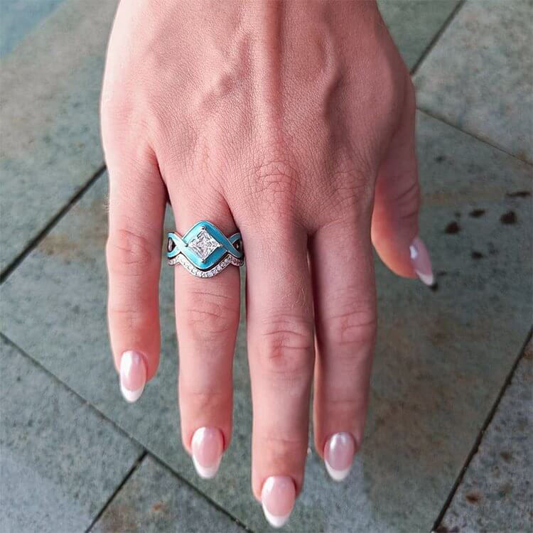 Turquoise Ocean Wave Ring