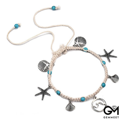 Starfish Shells and Waves Weave Anklets