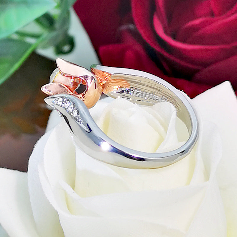 Rose gold Rose or Lotus Flower Retro Ring