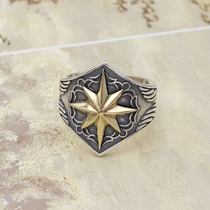 Vintage Men's Wide Octet Star Ring