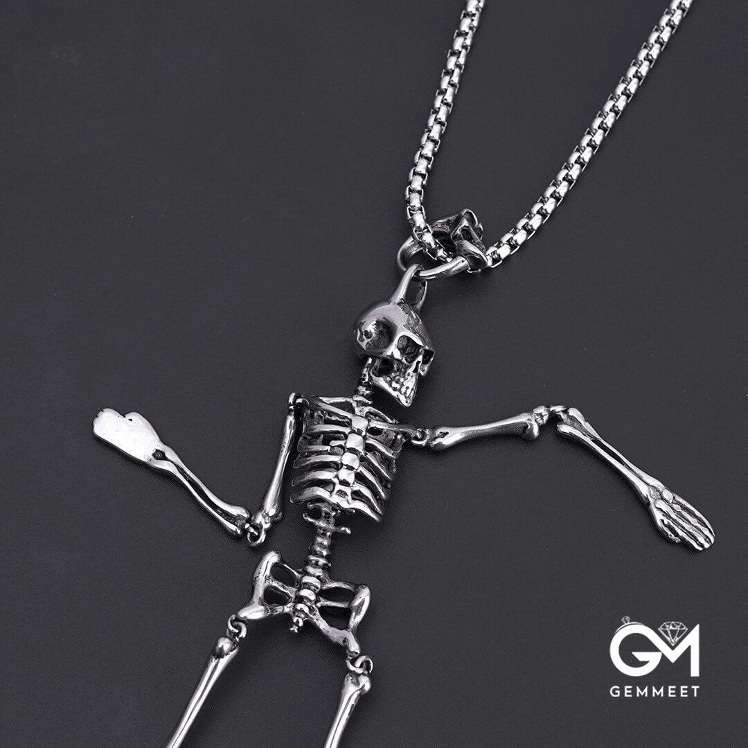 Stainless Steel Skull Skeleton Necklace