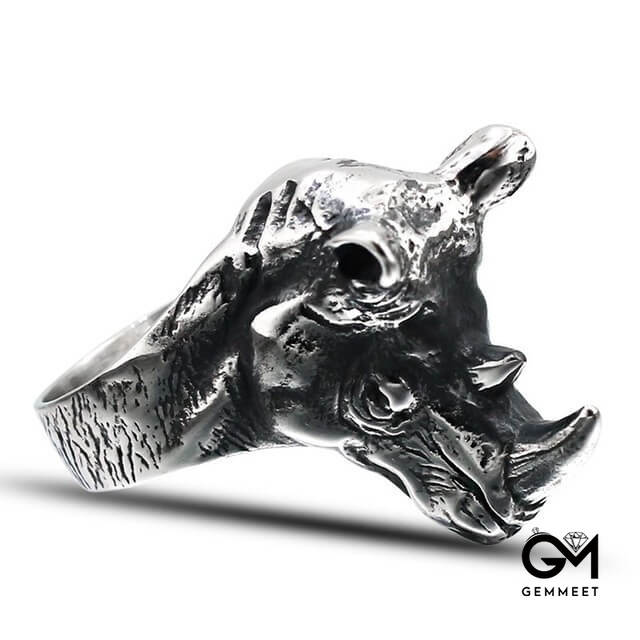 Rhino Head Animal Alloy Ring