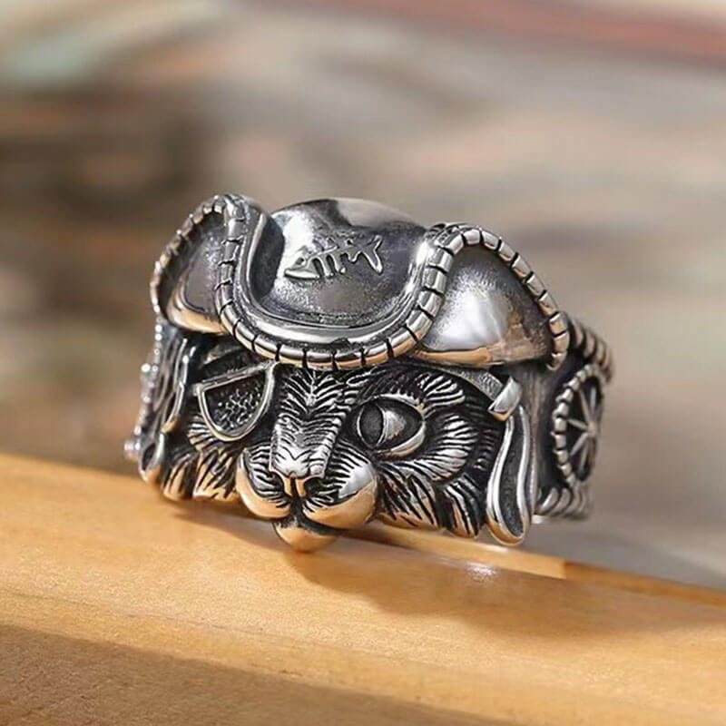 Pirate Stray Cat Vintage Cyclops Exaggerated Ring