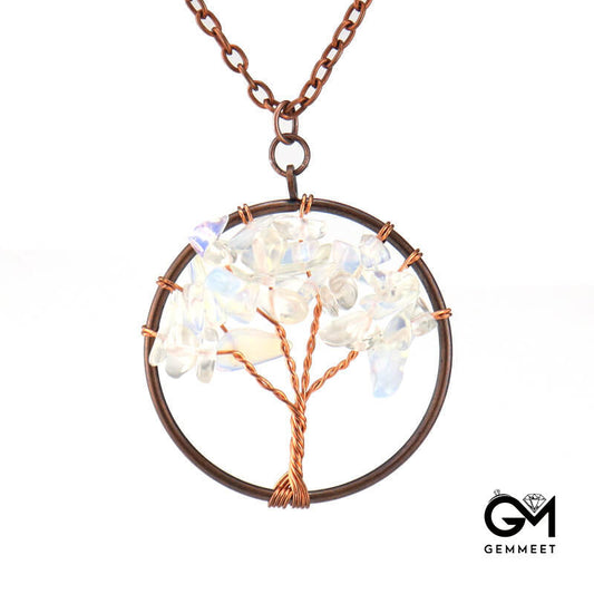 Tree of Life Red Copper Crystal Necklace