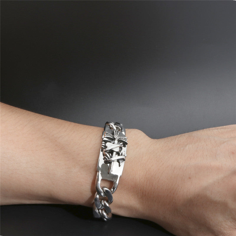 Cross-shaped Winding Punk Personality Bracelet for Men