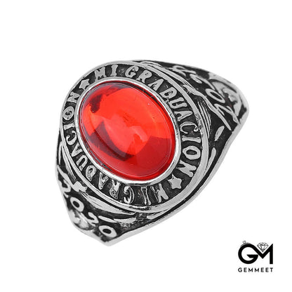 Vintage Hip Hop Red Black Zircon Ring