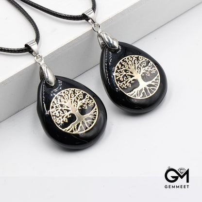 Crystal Tree of Life Water Drop Pendant