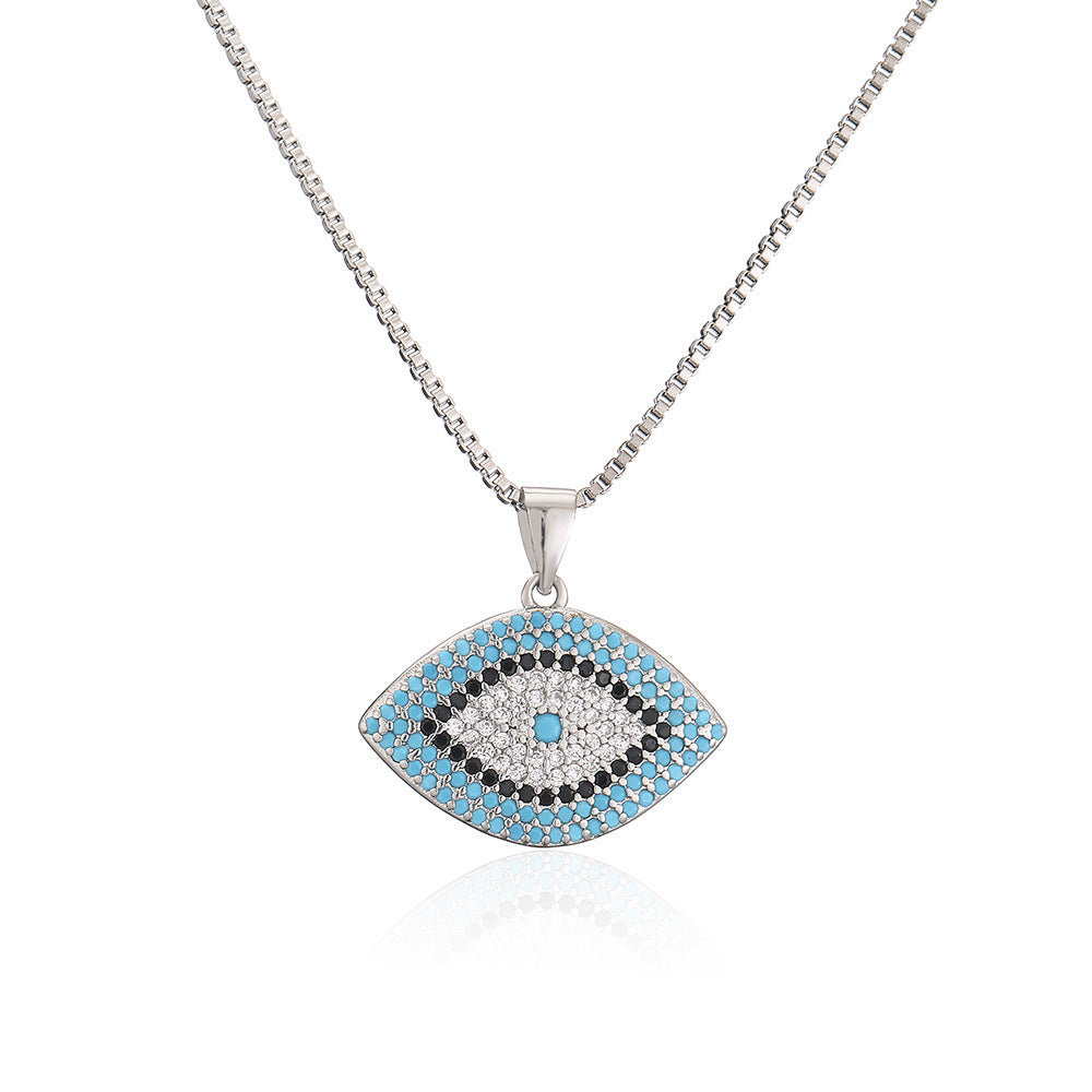 Full Colorful Stones Evil Eye Pendant Necklace