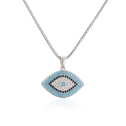 Full Colorful Stones Evil Eye Pendant Necklace