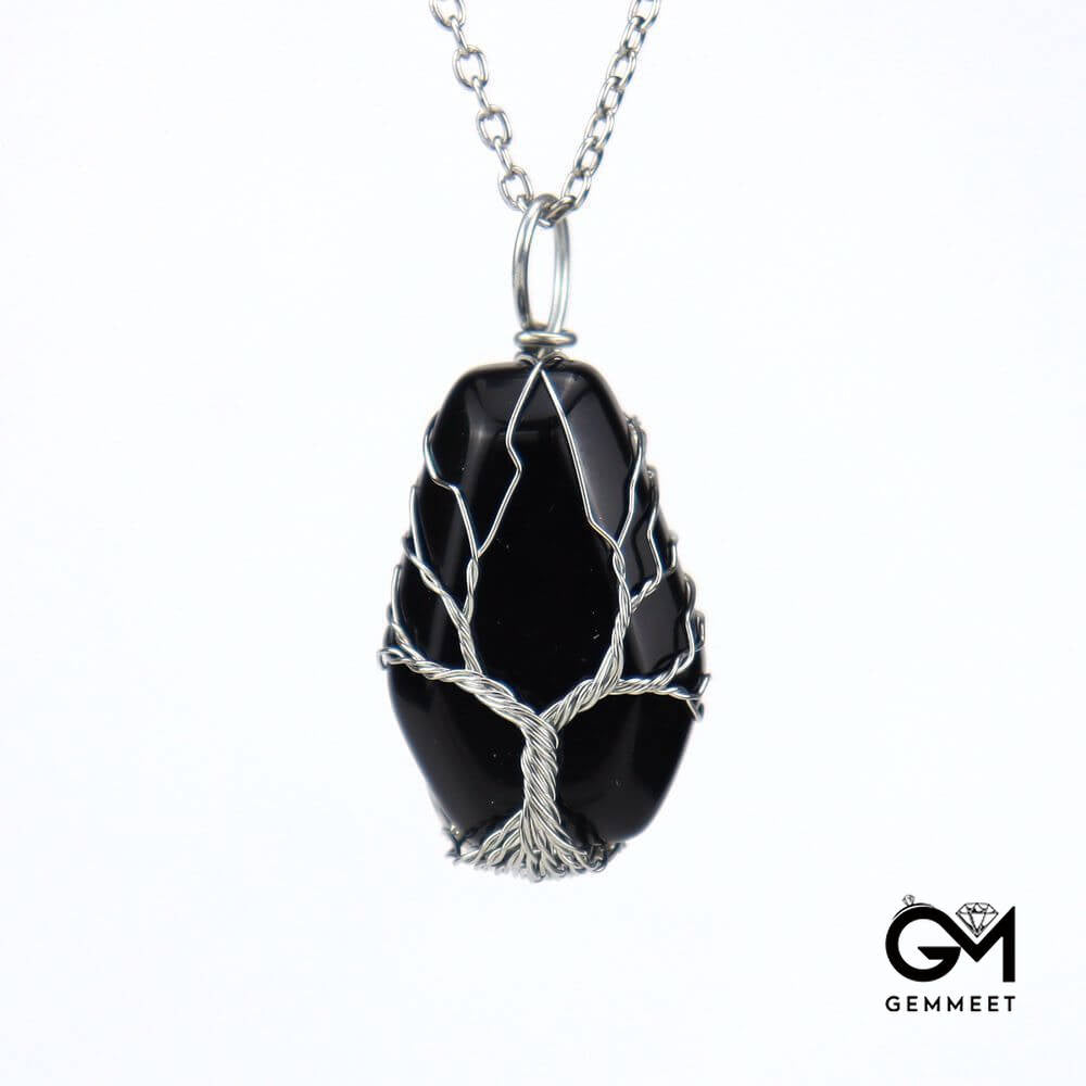 Crystal Octahedral Tree of Life Necklace