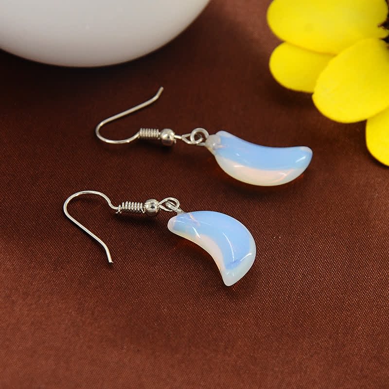 Natural Opal Moon Reki Earrings