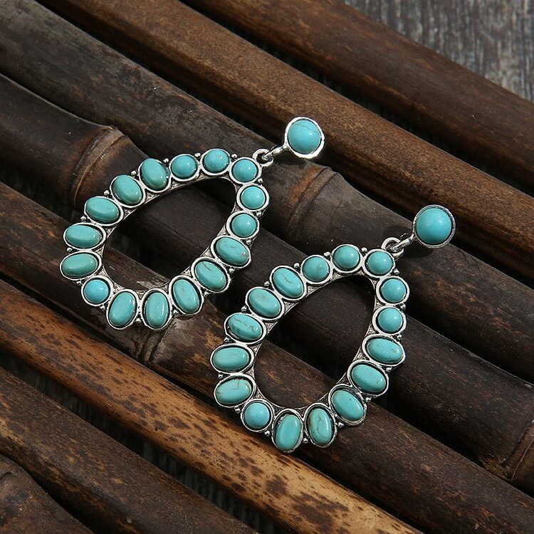 Waterdrop Cutout Set Turquoise Stud Bohemia Earrings