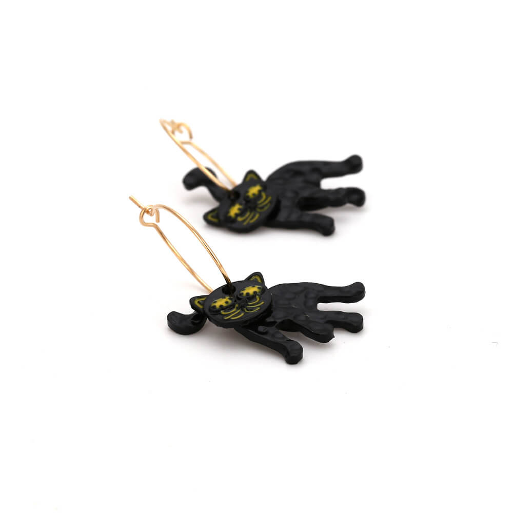 Halloween Exaggerated Creative Paint Cat Earrings Retro Animal Earrings Female Personality Earrings