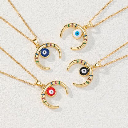 Golden Color Evil Eye Pendant Necklace