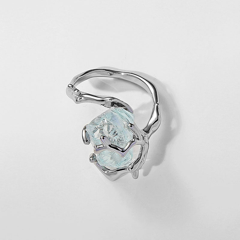 Ice Clear Blue Gem Sweet Cool Fresh Ring