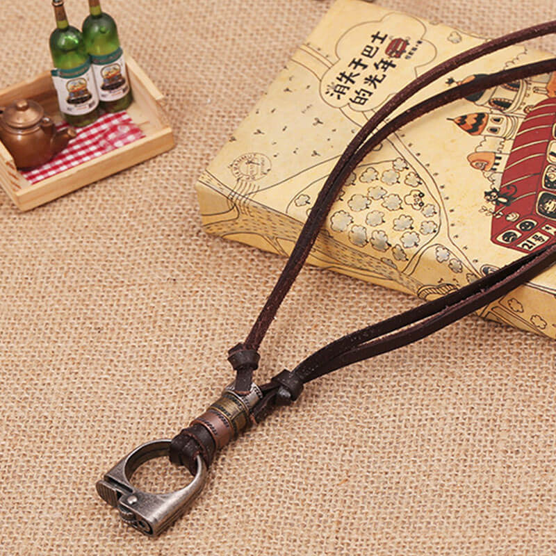 Retro Alloy Lighter Accessories Leather Necklace