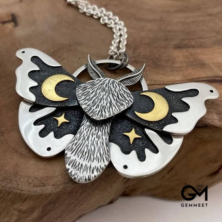 Vintage Silver Moth Necklace