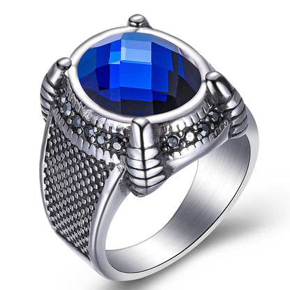 Vintage Blue Stone Stainless Steel Ring