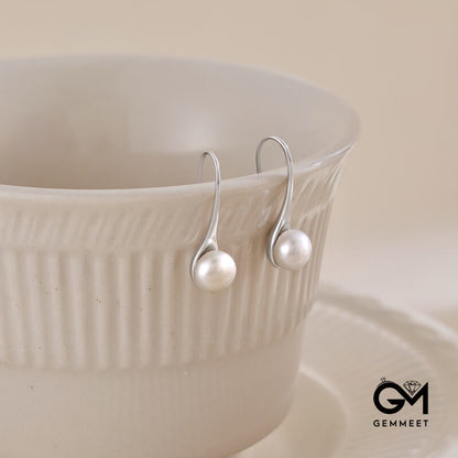 S925 Sterling Silver Pearl Irregular Spoon Earrings