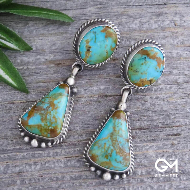 Vintage Drop-shaped Bohemian Turquoise Earrings