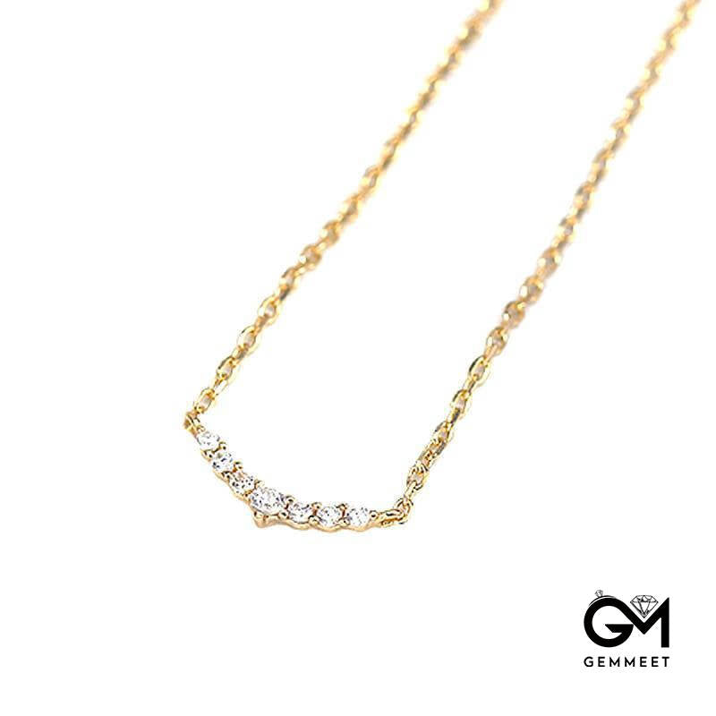 Smile Zircon Cross Chain Necklace